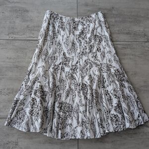 Carlisle Brown White Flowy Pattern Linen Maxi Skirt Womens Size 6